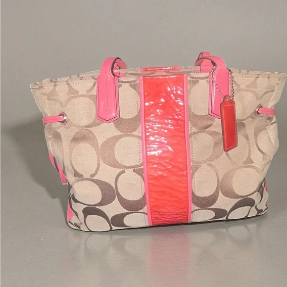 Authentic VINTAGE Coach brown and Pink Tote Bag - Picture 6 of 9
